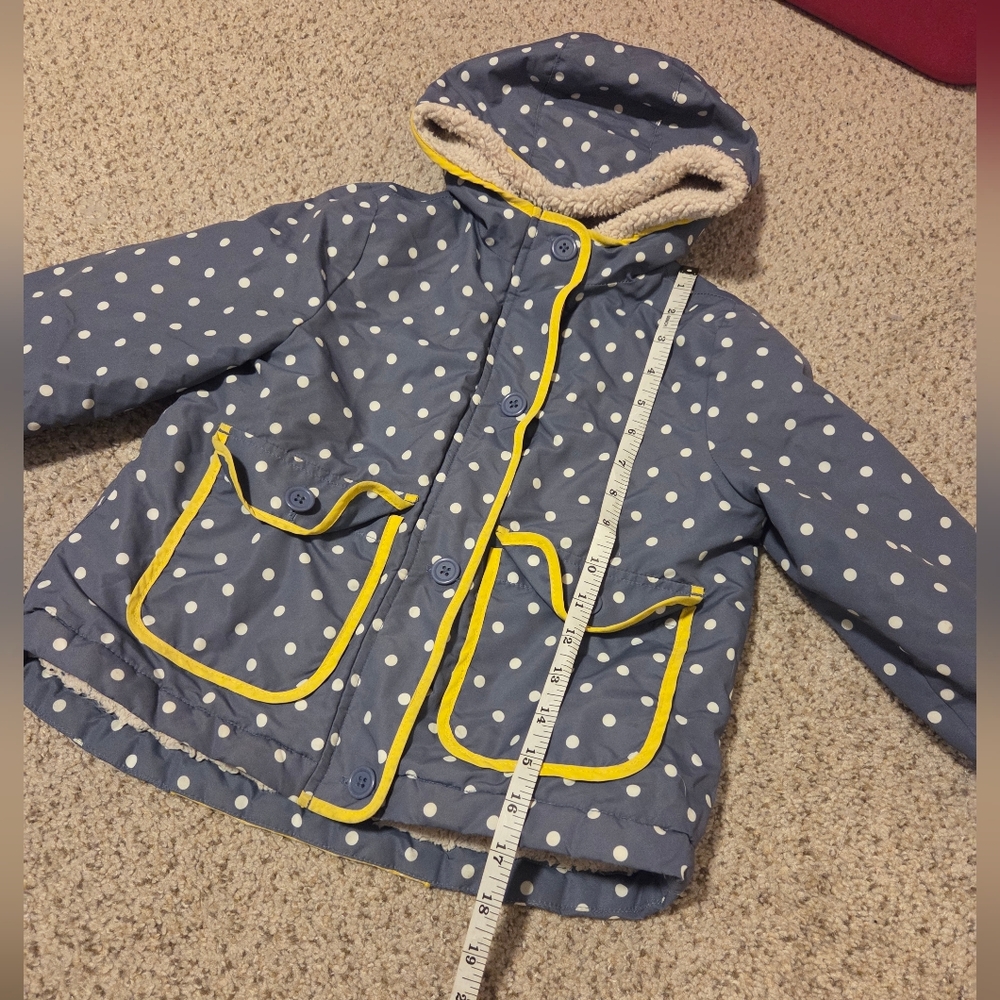 Mini Boden Anorak Polka Dot Bunny Rabbit Jacket Coat Hood Sherpa Lined 3-4 Years - Picture 5 of 6